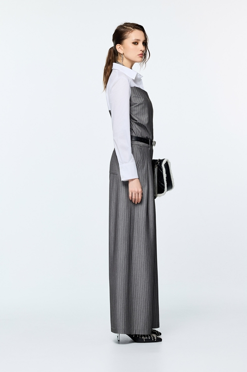 靜謐灰馬甲襯衫上衣,襯衫