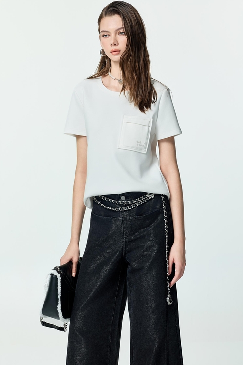 疊口袋造型Ｔ恤上衣,T-Shirt