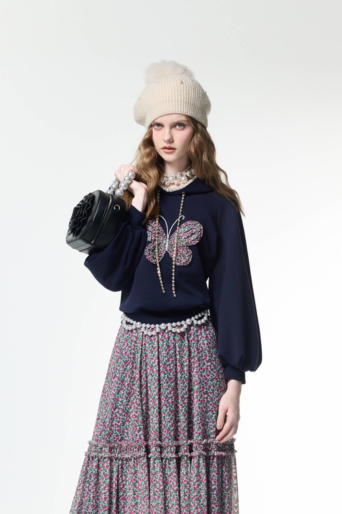 荷葉蝴蝶造型連帽上衣,帽T