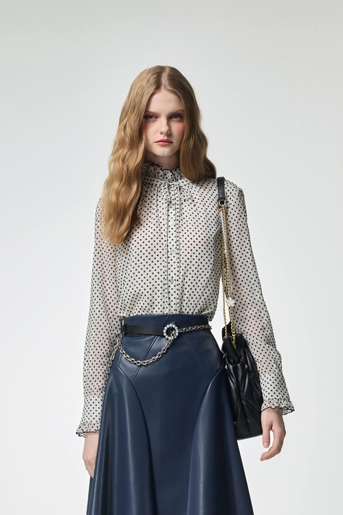 花朵植絨造型上衣,襯衫