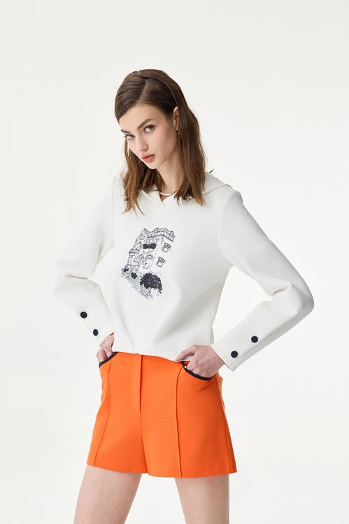 香榭街圖刺繡連帽上衣,帽T