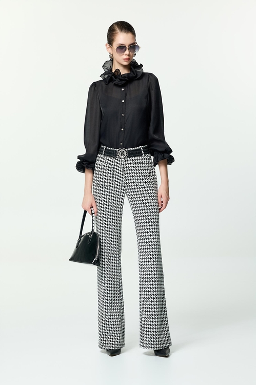 光澤類烏干荷葉領襯衫單品,襯衫