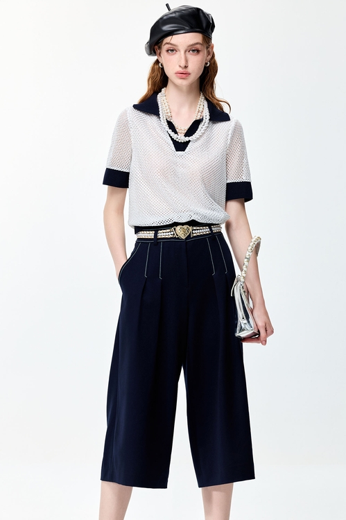 閃亮鑲火山玻璃色邊上衣,網紗