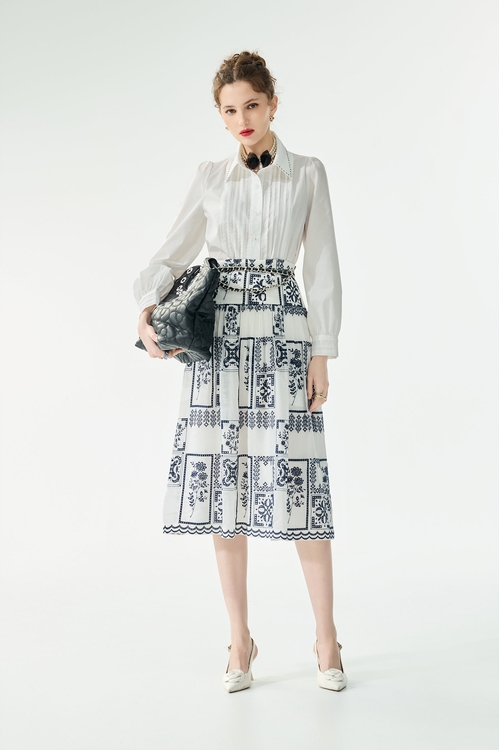 綴鑽飾領片襯衫上衣,襯衫