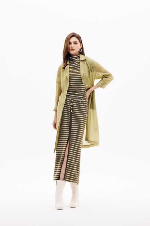 酸橙綠條紋單品上衣,人氣商品