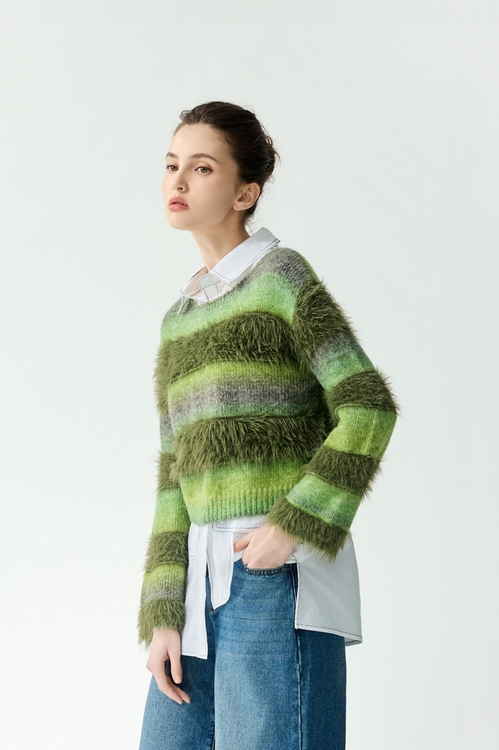 酸橙綠漸層色針織上衣,針織衫