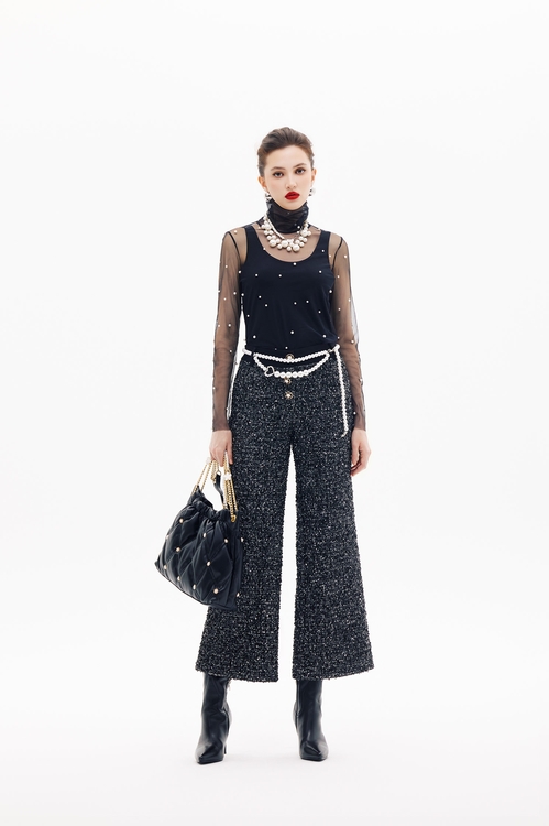 網布珍珠釘飾高領內搭,派對特輯