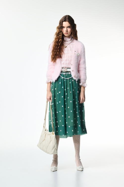 玫瑰石英粉針織外套,小香風外套