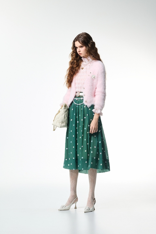 玫瑰石英粉針織外套,小香風外套