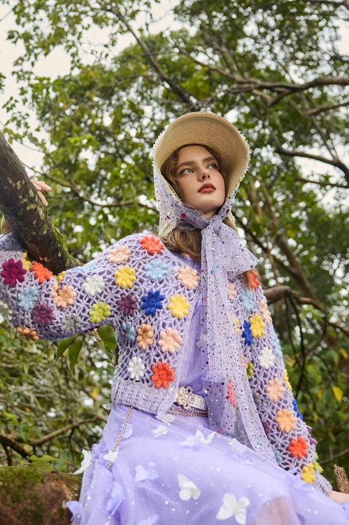 浪漫手作五彩外套,針織外套