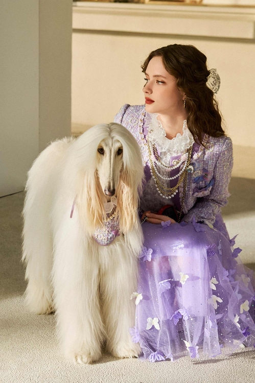 小香風柔紫花呢紗外套,人氣商品