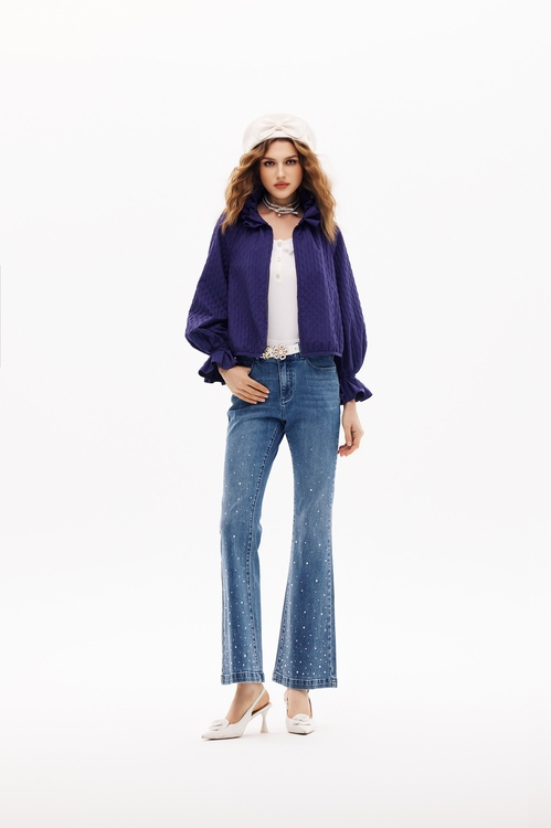 藍紫色立體褶皺外套,人氣商品