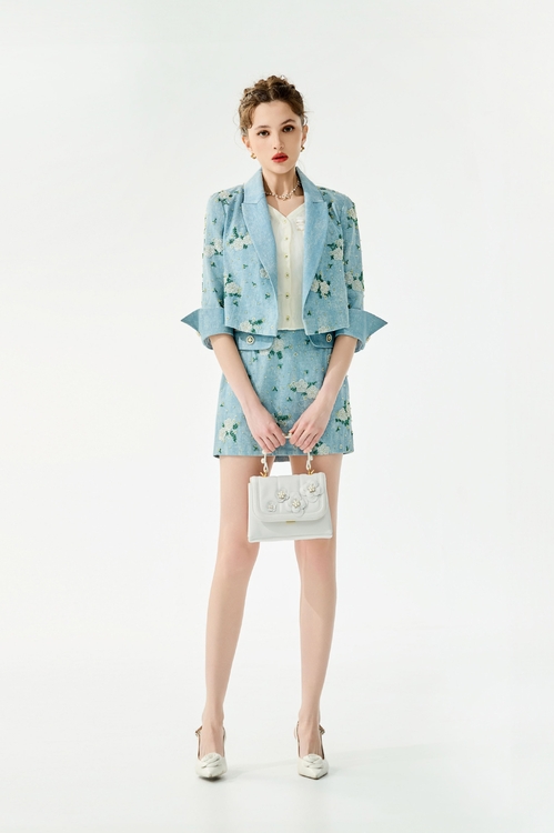 甜美手工珠珠花朵短裙,短裙