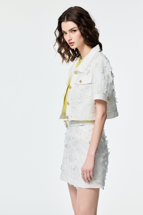 閃光花朵牛仔裙,牛仔裙