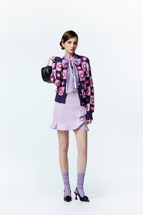 光澤感星星造型短裙,牛仔裙