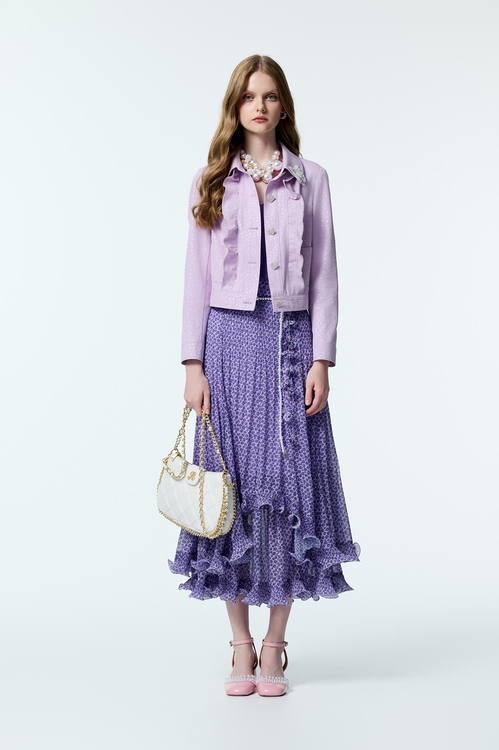 浪漫美人櫻印花雪紡長裙,雪紡裙