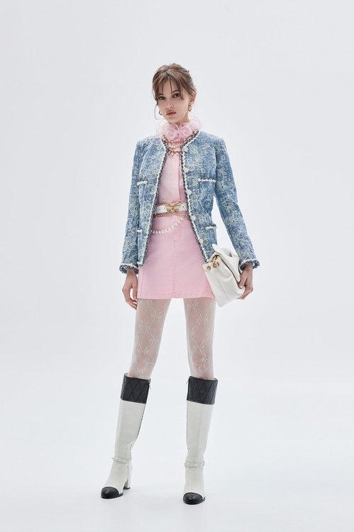 粉紅雪糕色牛仔短裙,牛仔裙