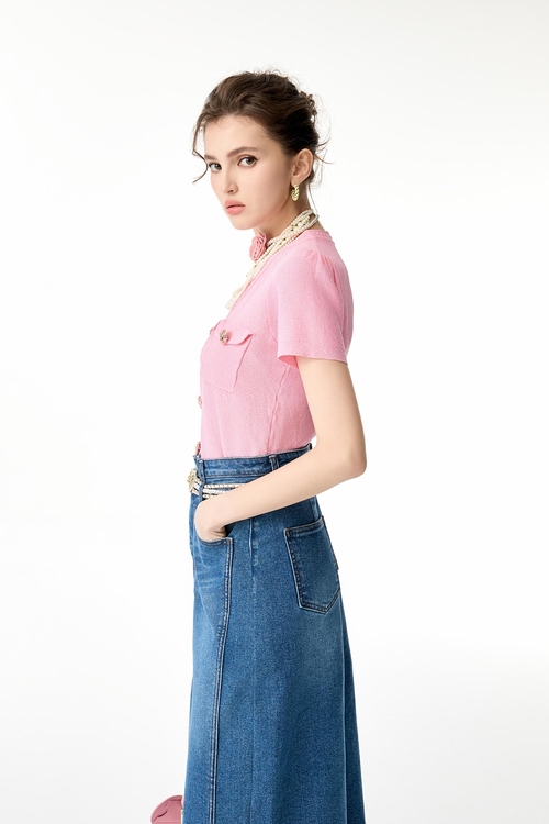 附復古錢包牛仔裙,牛仔裙