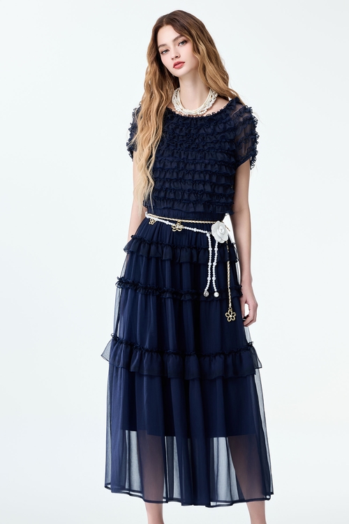 海洋洞穴色荷葉造型禮服,小禮服