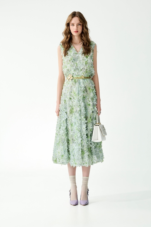 果凍薄荷色刺繡花瓣上衣,一般背心馬甲