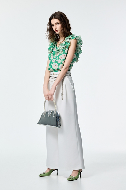 多巴胺亮色復古花園荷葉上衣,無袖上衣