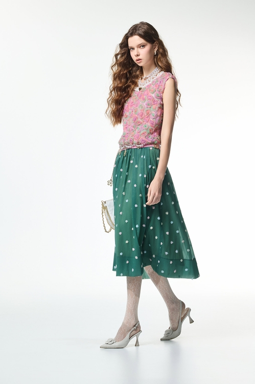 玫瑰石英粉玫瑰花上衣,無袖背心