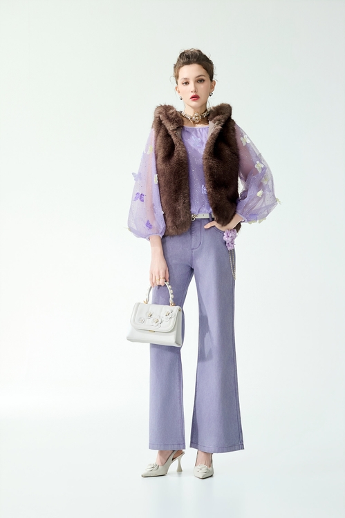 香囊仿皮草背心,無袖背心