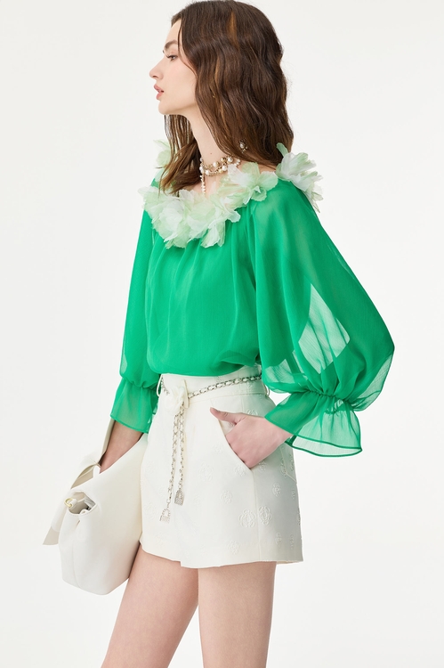 新葉綠雪紡上衣,雪紡上衣