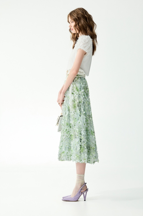 綴睫毛蕾絲袖Ｔ恤上衣,蕾絲