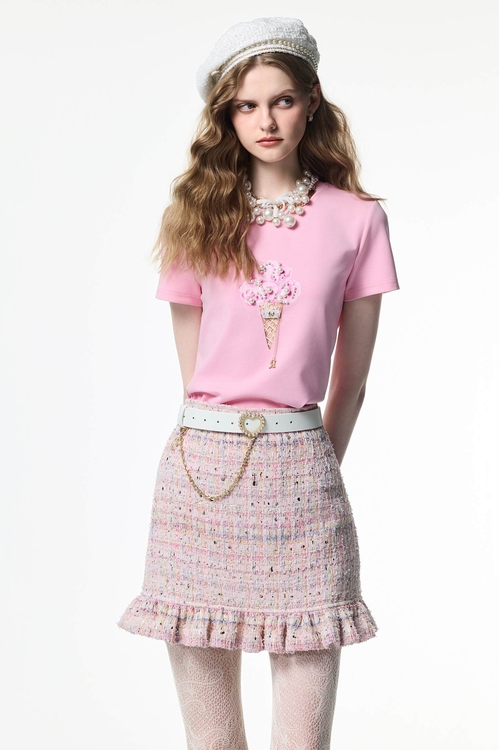 玫瑰石英粉甜筒Ｔ恤上衣,T-Shirt