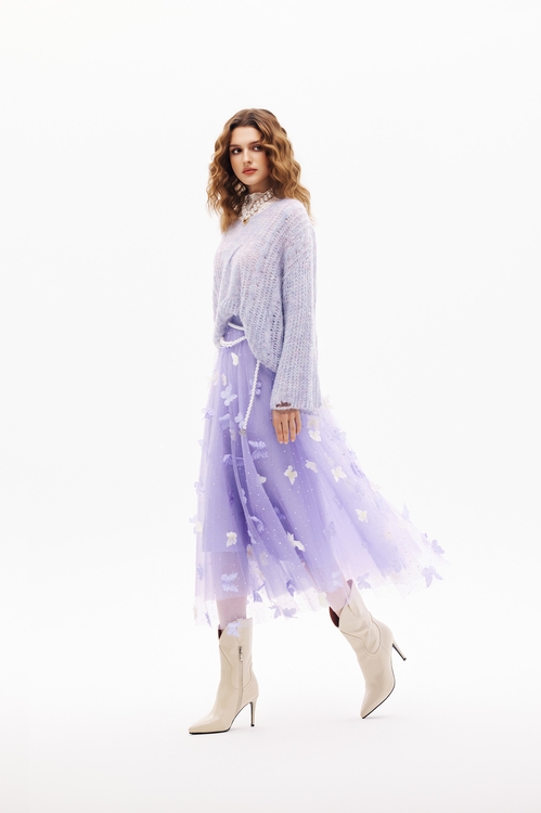 柔紫色五彩針織上衣,針織衫