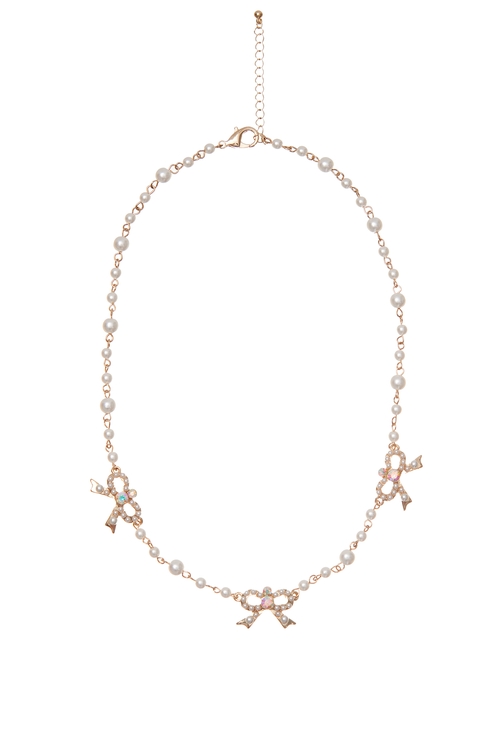 甜美寶石珍珠蝴蝶結項鍊,,甜美寶石珍珠蝴蝶結項鍊,小香風,珍珠,秋冬穿搭,項鍊,一般洋裝,珍珠,秋冬穿搭,蕾絲,蝴蝶結,項鍊