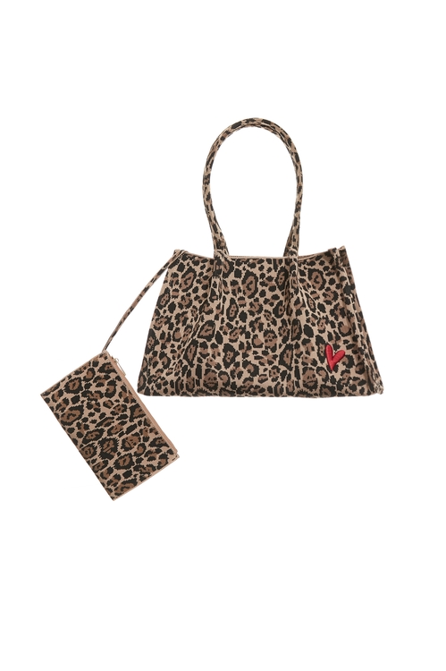 個性豹紋愛心針織手提包,,個性豹紋愛心針織手提包,側背包,春夏穿搭,珍珠,皮革,秋冬穿搭,針織