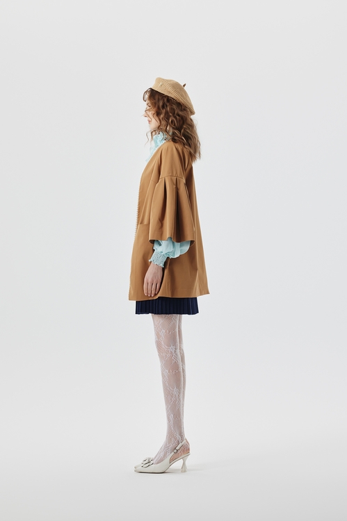 琥珀色珍珠造型外套,風衣