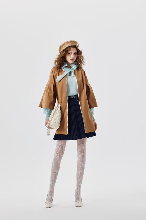 琥珀色珍珠造型外套,風衣