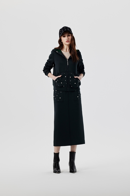 晚山新黛珍珠連帽外套,連帽外套