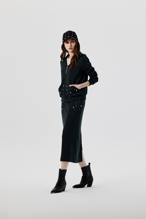 晚山新黛珍珠連帽外套,連帽外套