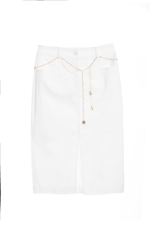 氣質前開衩包臀中長裙,窄裙