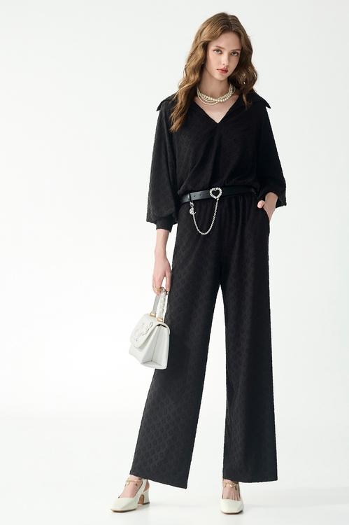 極簡立體花朵褆花寬褲,寬褲,褲子