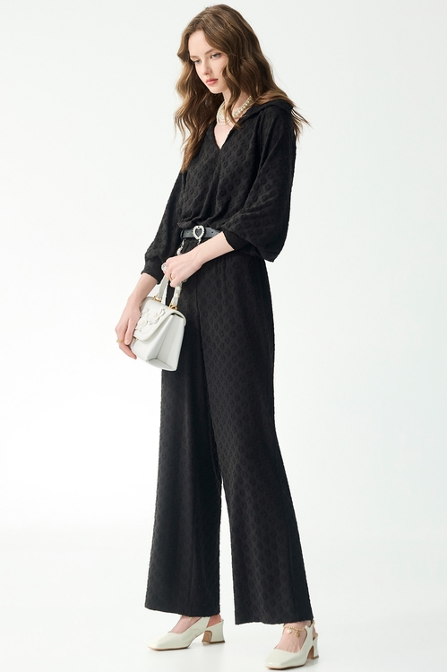 極簡立體花朵褆花寬褲,寬褲,褲子