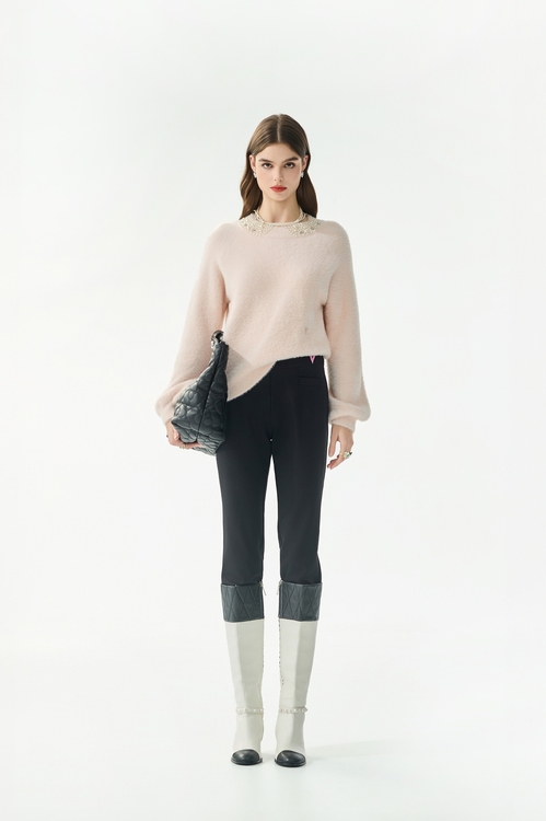 雙腰頭簡約合身褲,窄管褲,褲子