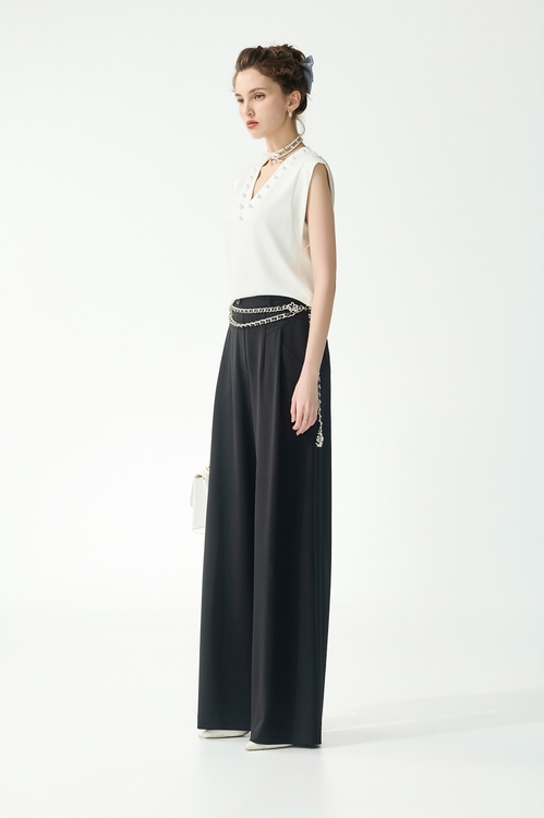 極簡鑲珍珠無袖上衣,一般背心馬甲