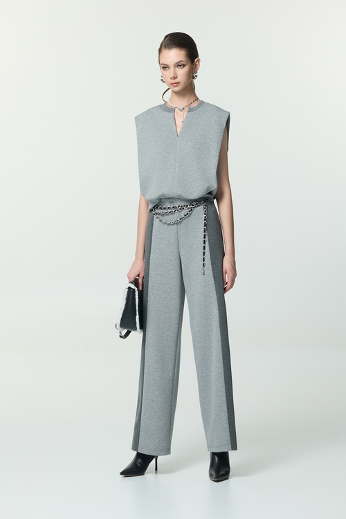 復古藍休閒風上衣,V領上衣