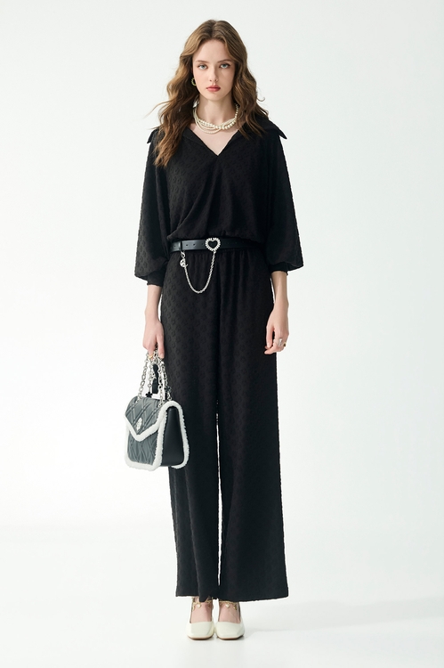 極簡立體花朵褆花上衣,黑色背心,黑色上衣