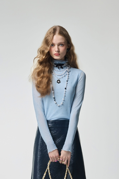 閃亮愛心單品上衣,高領上衣