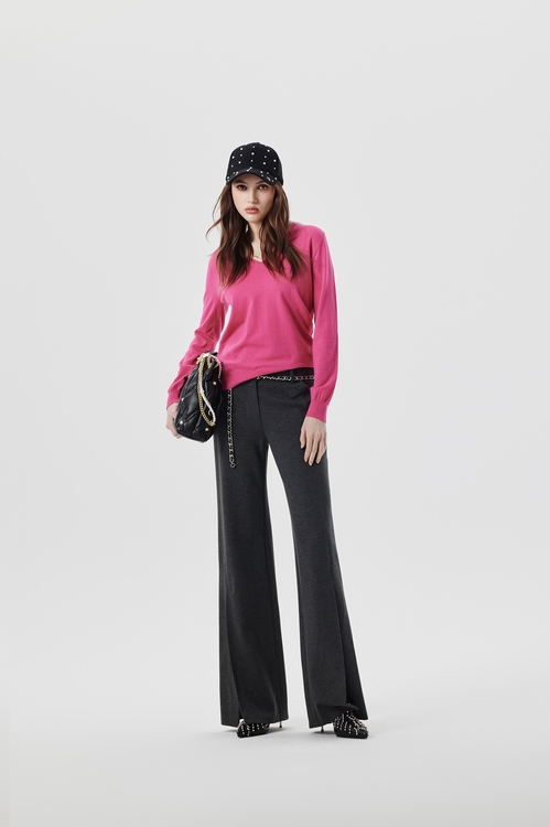 簡約法式基礎針織上衣,V領上衣