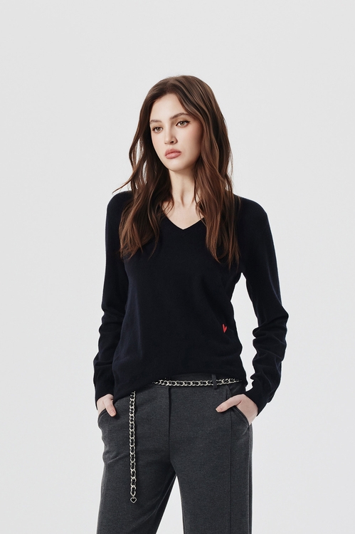 簡約法式基礎針織上衣,V領上衣