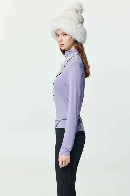 極簡天絲羊毛高領上衣,高領上衣