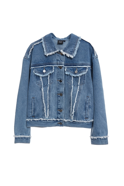 溫室花卉貼布刺繡牛仔外套