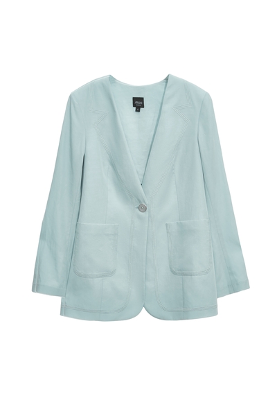 海沫綠繡領線條西裝外套